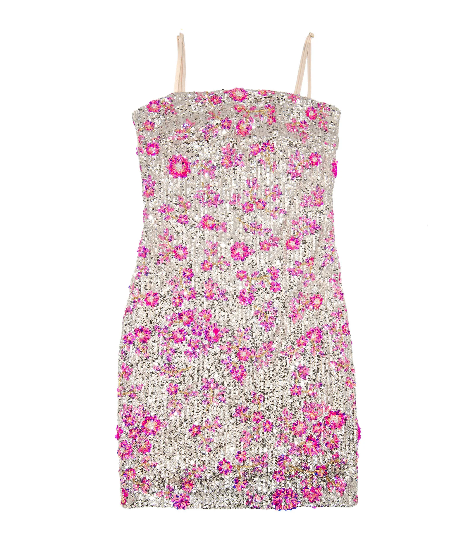8apart Women Daphnie Silver/Pink Petal Spark Sequin Dress