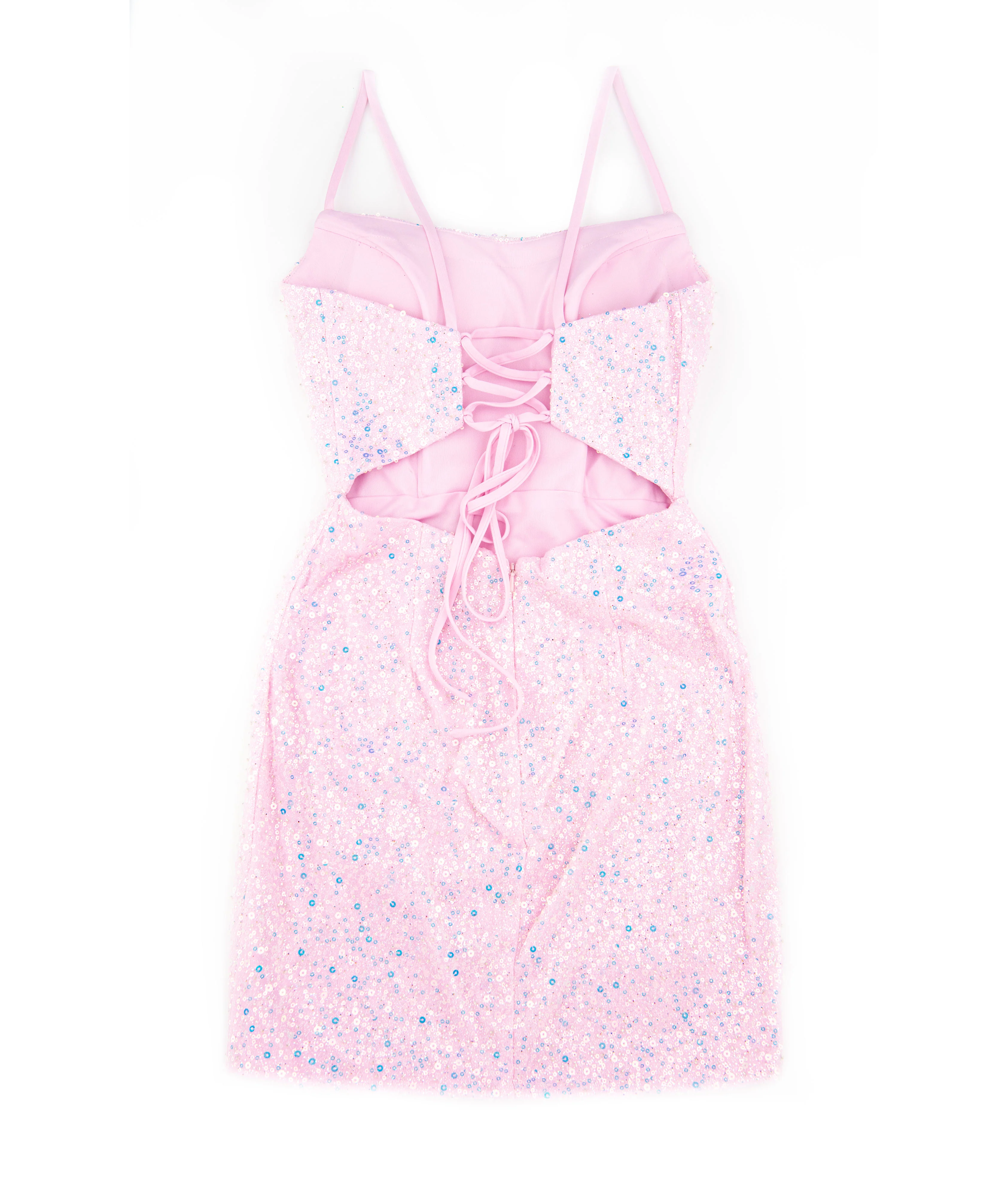Alyce Women Ballet Pink Lila Sequin Lace Up Straight Dress - Image 2