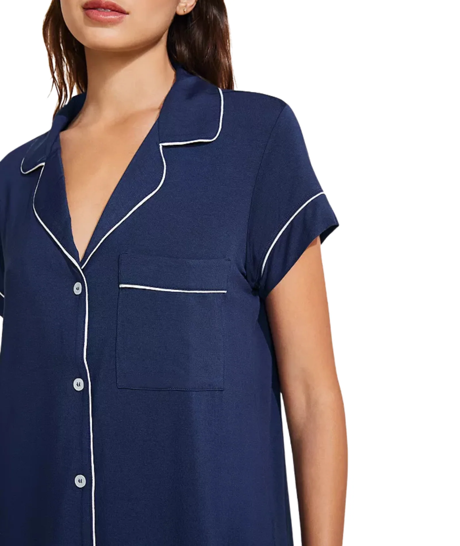Eberjey Women Gisele Short Sleeve Crop PJ Set Navy/Ivory - Image 2