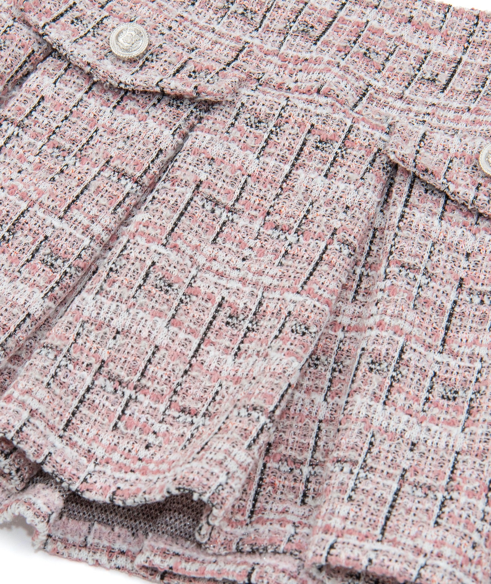 FBZ Girls Lennie Pink Tweed Silver Buttons Skirt - Image 2