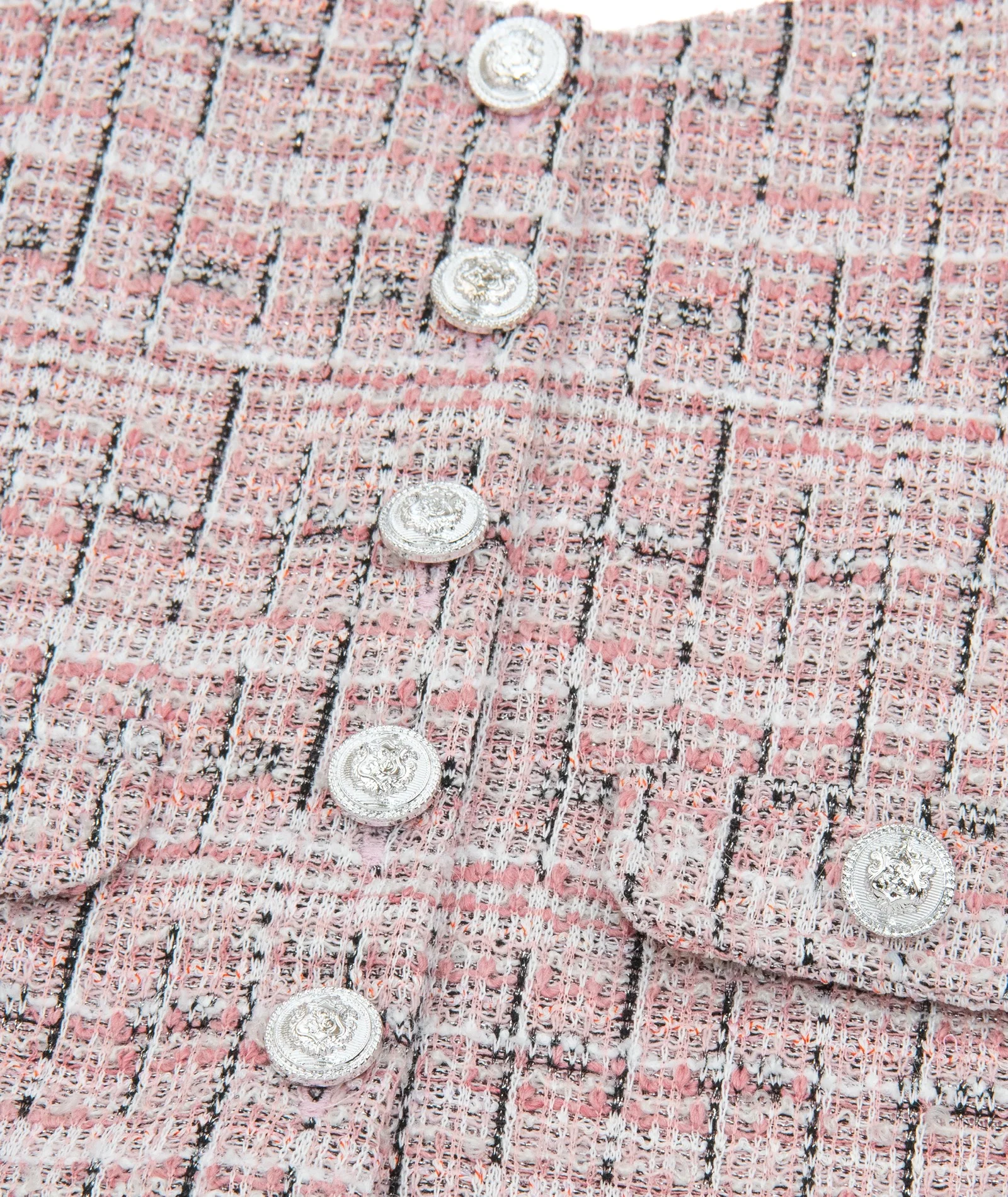 FBZ Girls Lennie Pink Tweed Silver Buttons Tank - Image 3