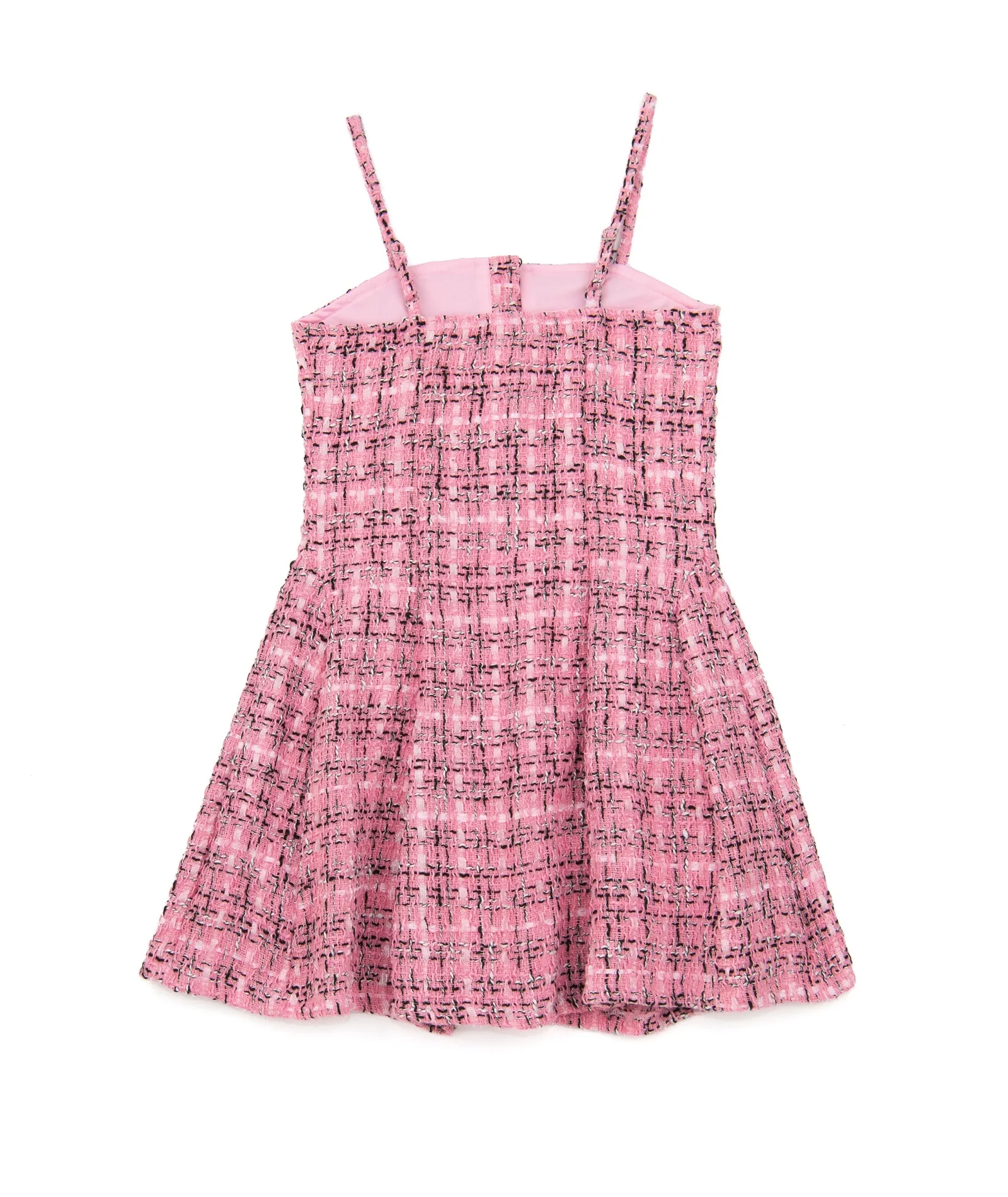 FBZ Girls Reggie Pink/Black Pearl Buttons Tweed Dress - Image 2