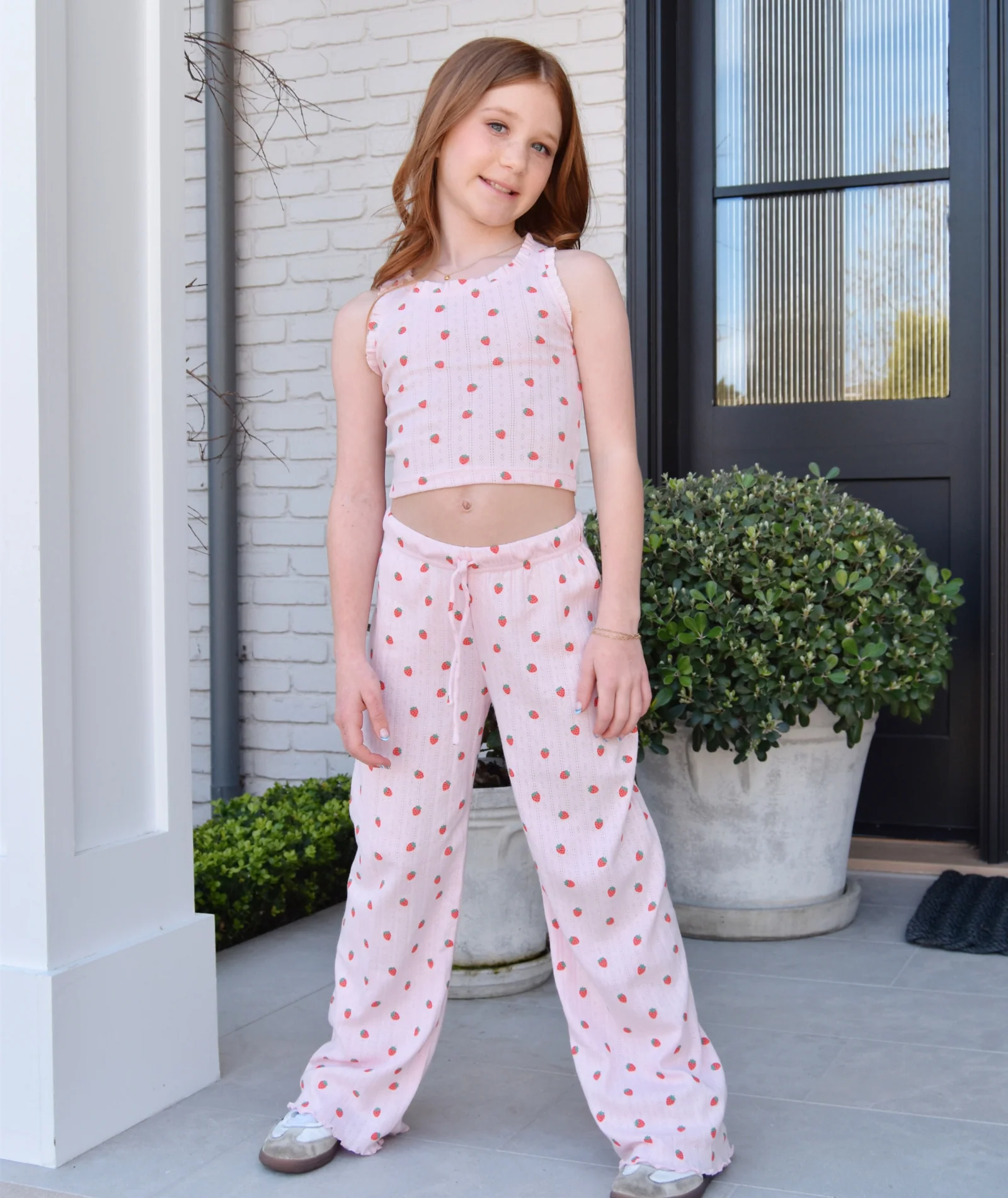 FBZ Girls Strawberry Pointelle Ruffle Tank - Image 3