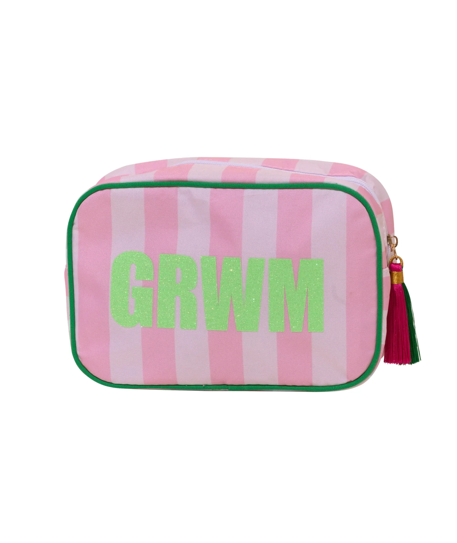 GRWM Cabana Striped Pouch Pink/White