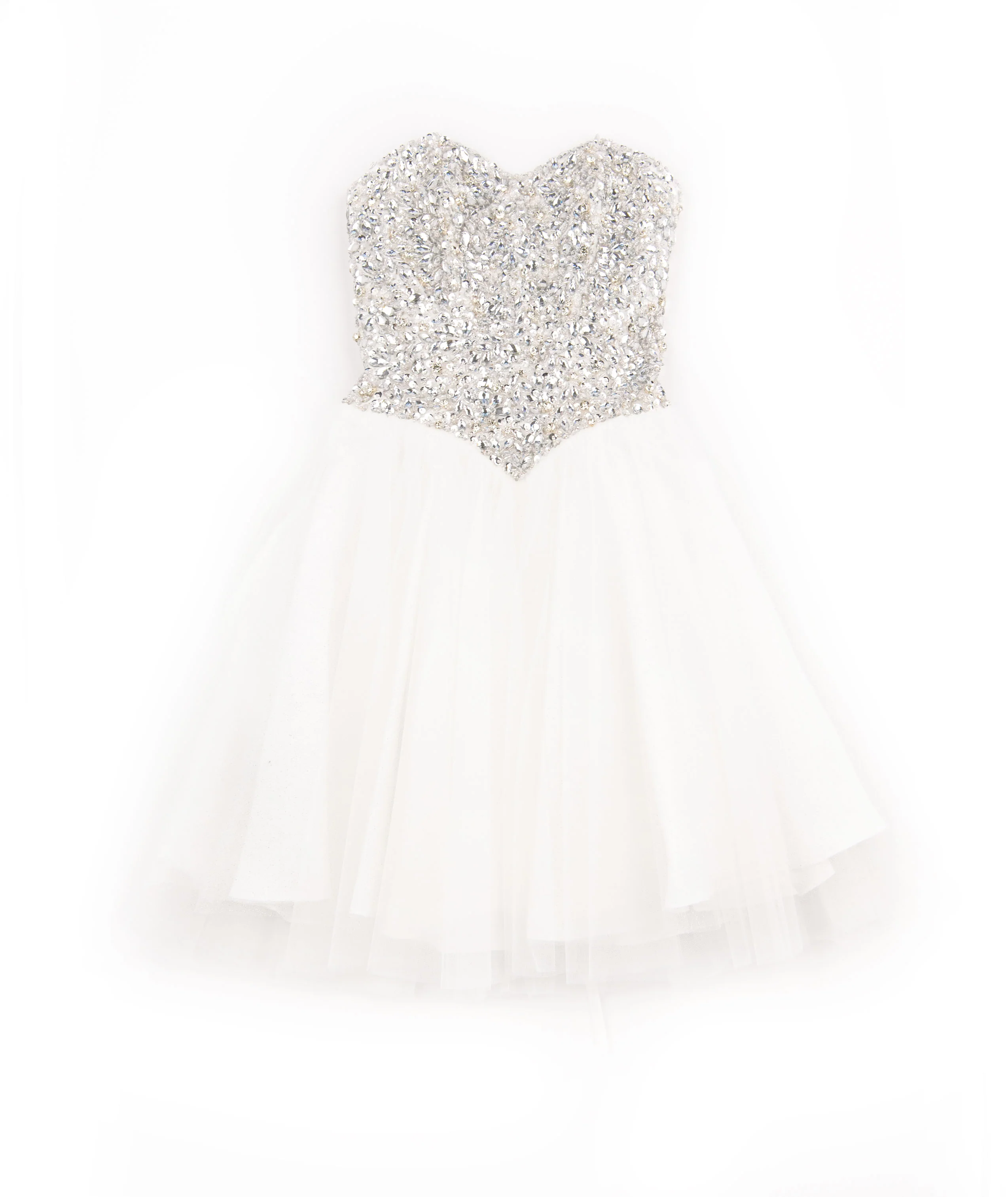 Jovani Girls Talia Crystal Tulle Dress White