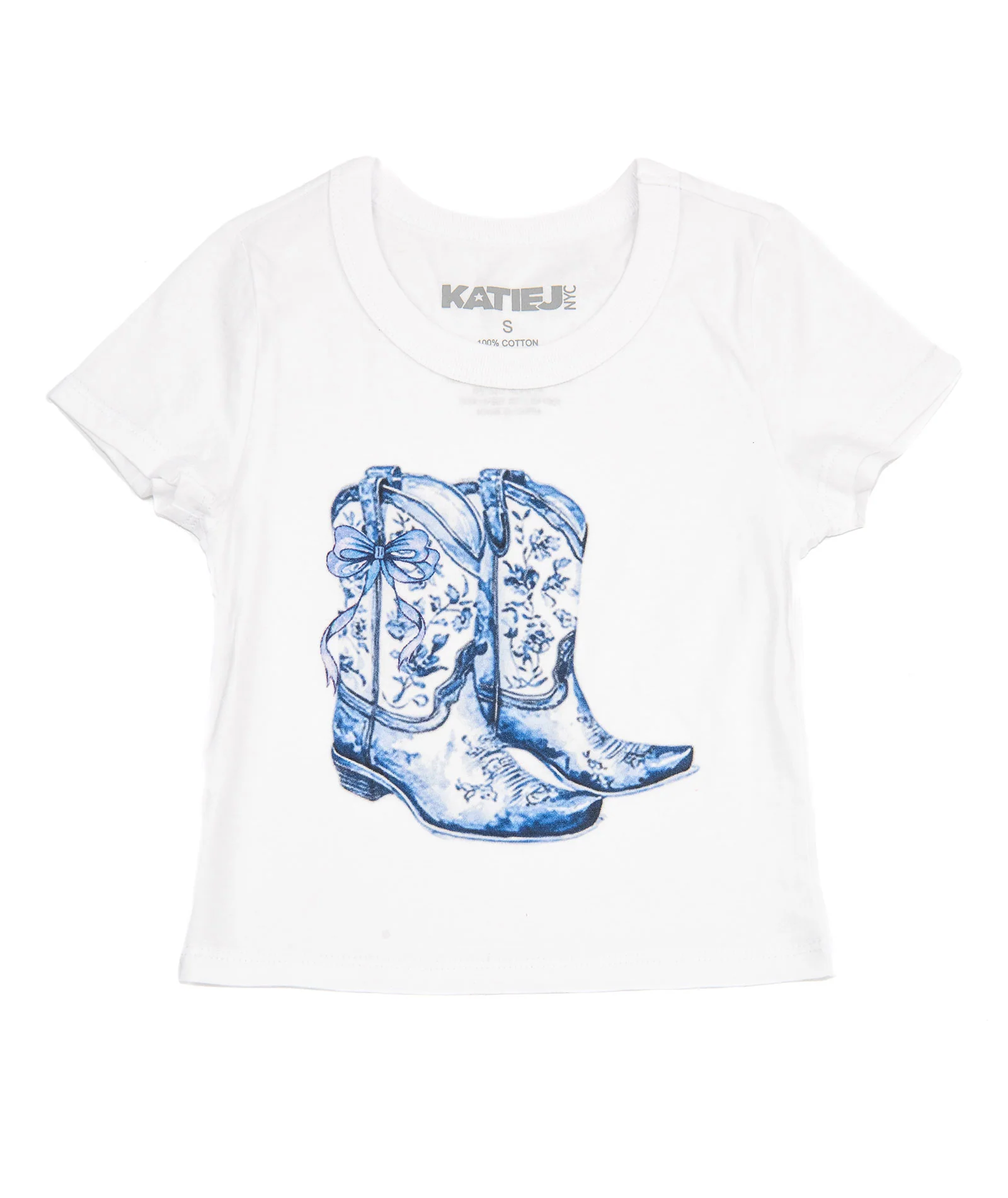 Katie J NYC Girls Blue Bow Boots Tee - Image 4