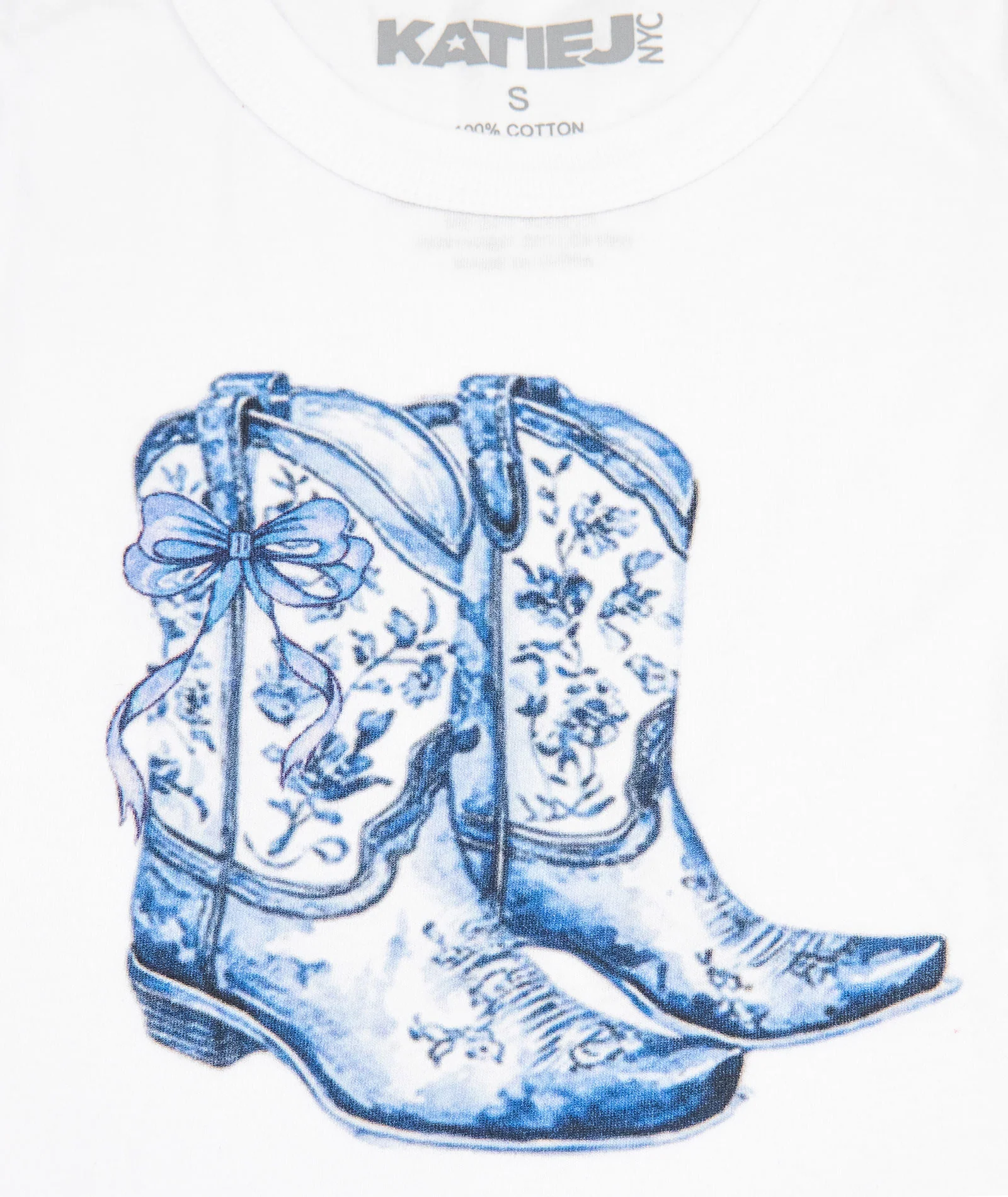 Katie J NYC Girls Blue Bow Boots Tee - Image 6