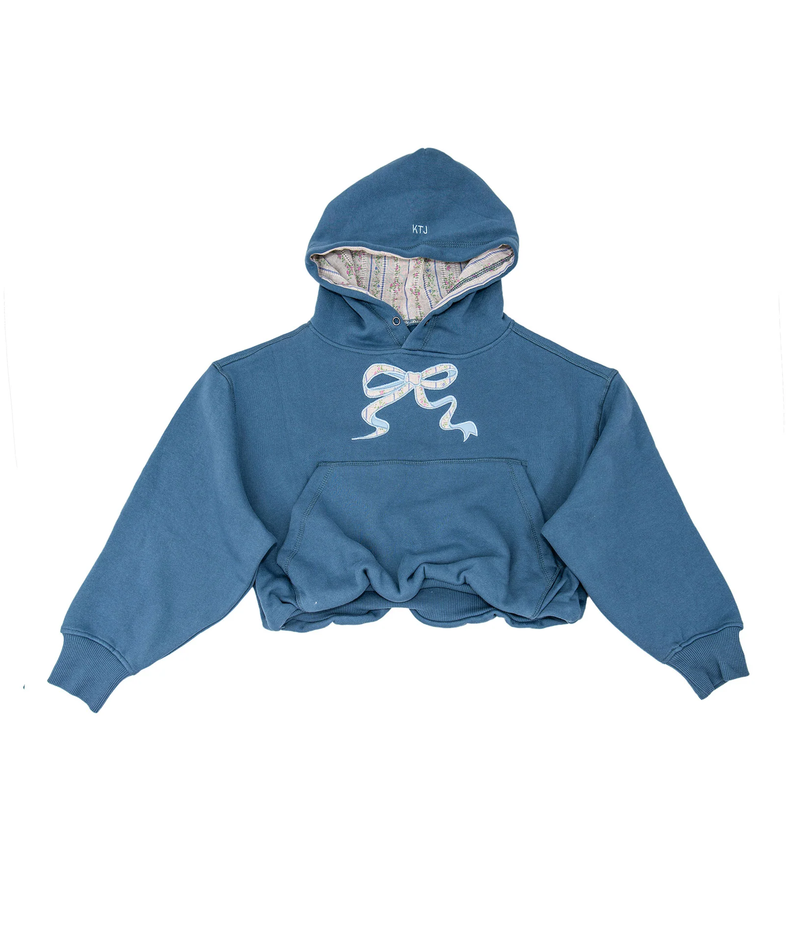 Katie J NYC Girls Denim Vintage Floral Ryan Bubble Hoodie
