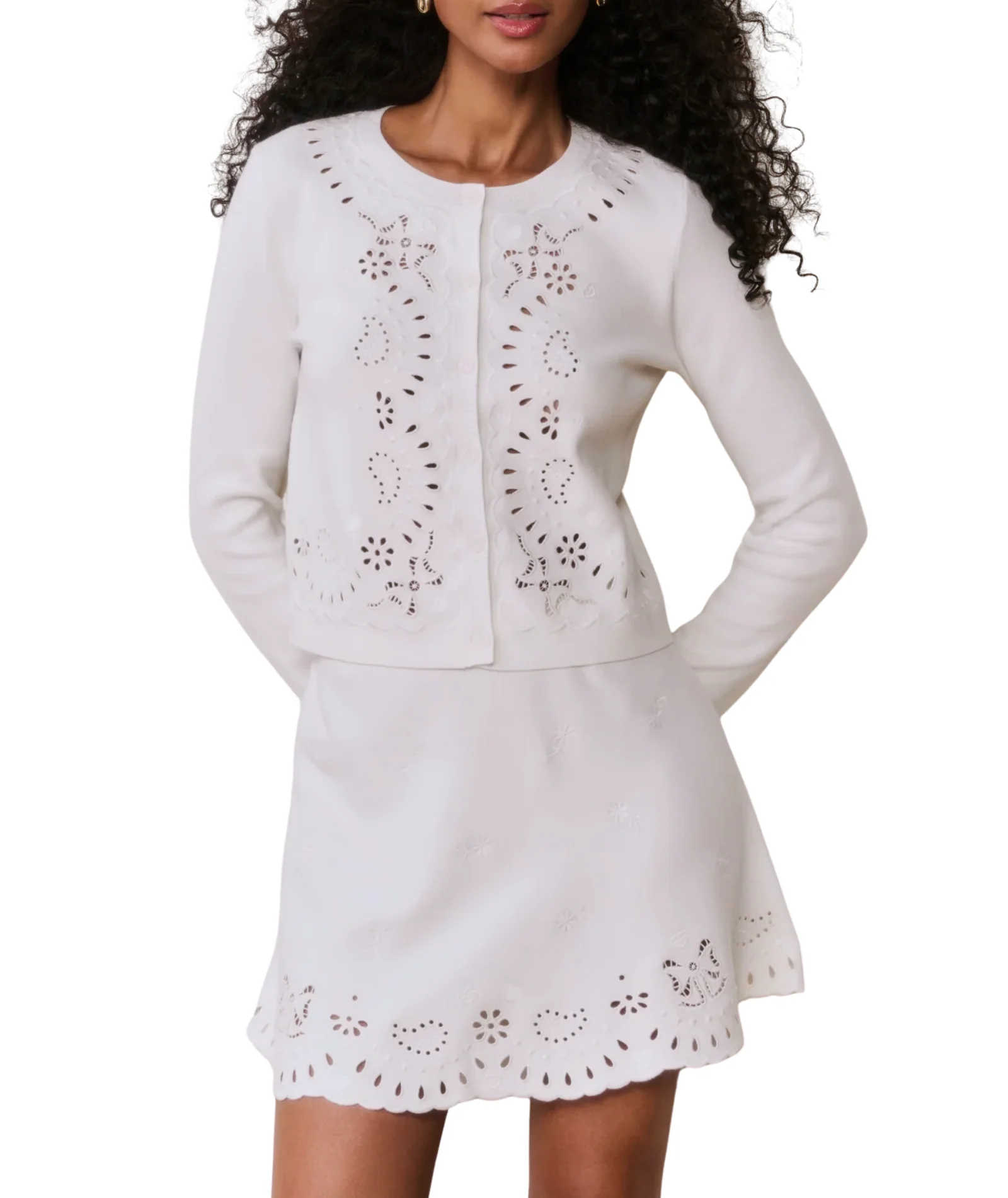 Love Shack Fancy Women Leda Cardigan White Vanilla - Image 3