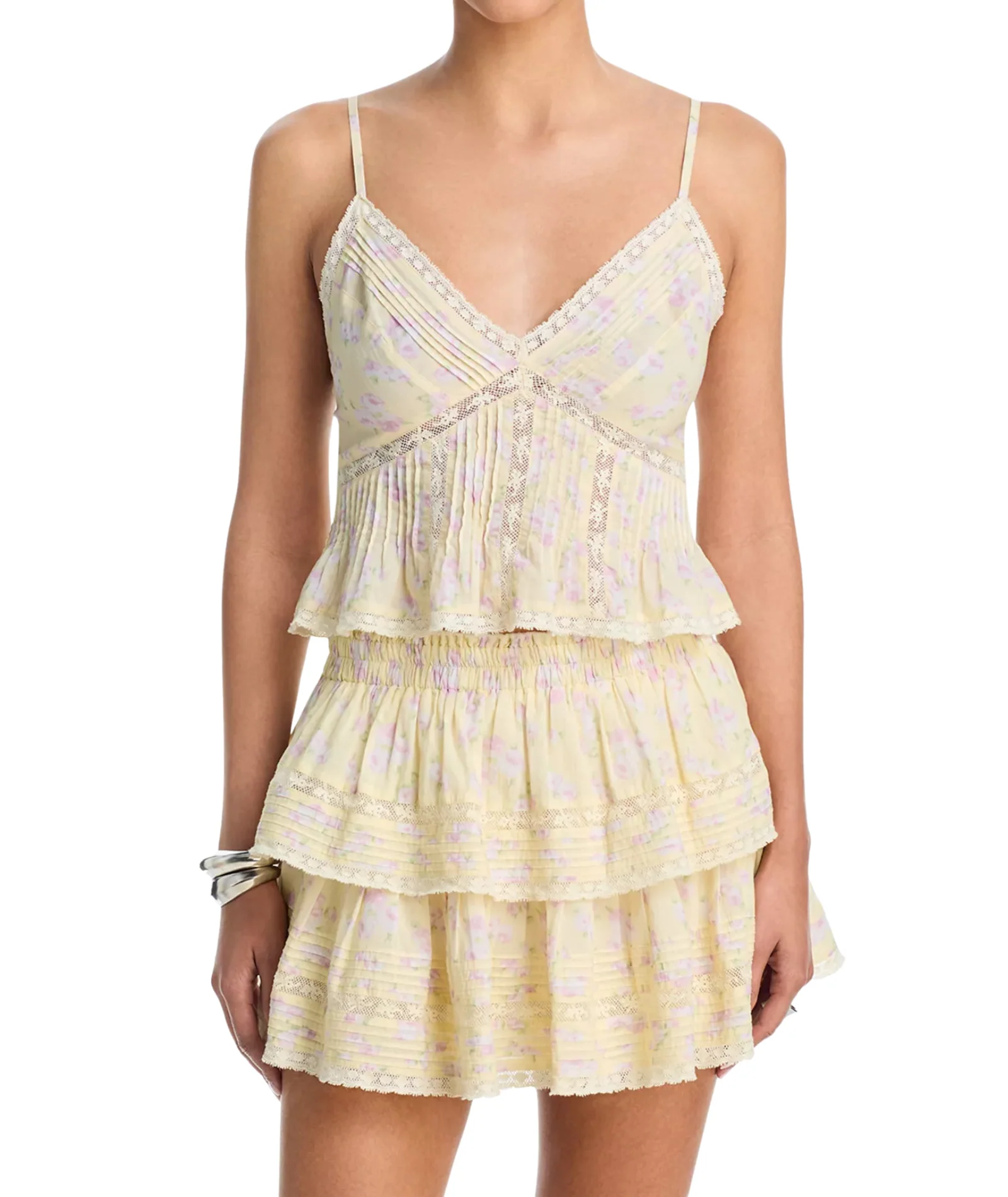 Love Shack Fancy Women Ruffle Mini Skirt Lemon Spritz - Image 5