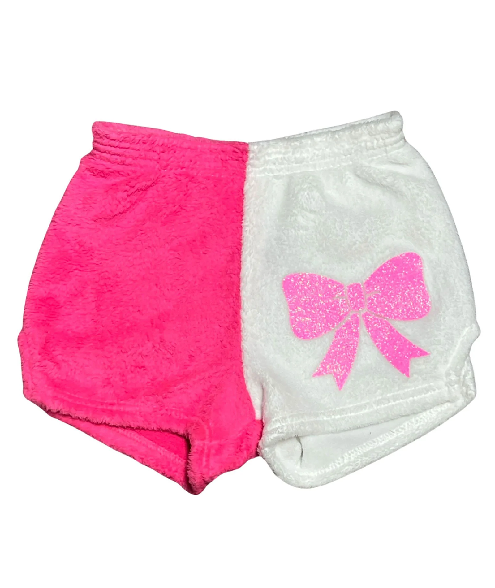Made with Love and Kisses White/Neon Pink Bow Shorts