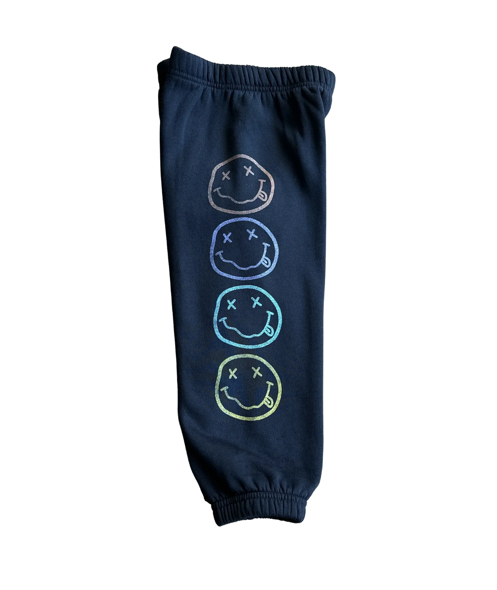 Rowdy Sprout Girls Nirvana Smiley Sweatpants Washed Black