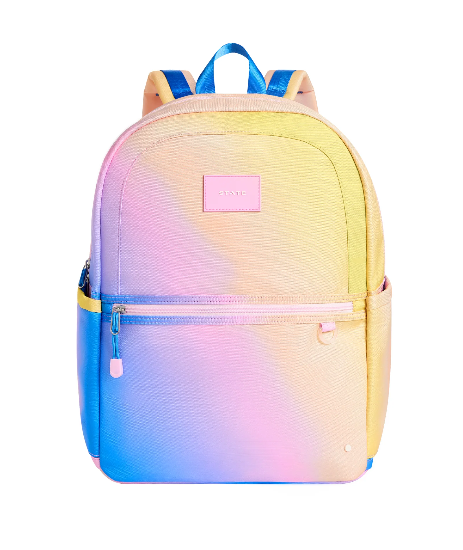 State Bags Kane Kids Double Pocket Large Backpack Blue/Pink/Yellow Gradient