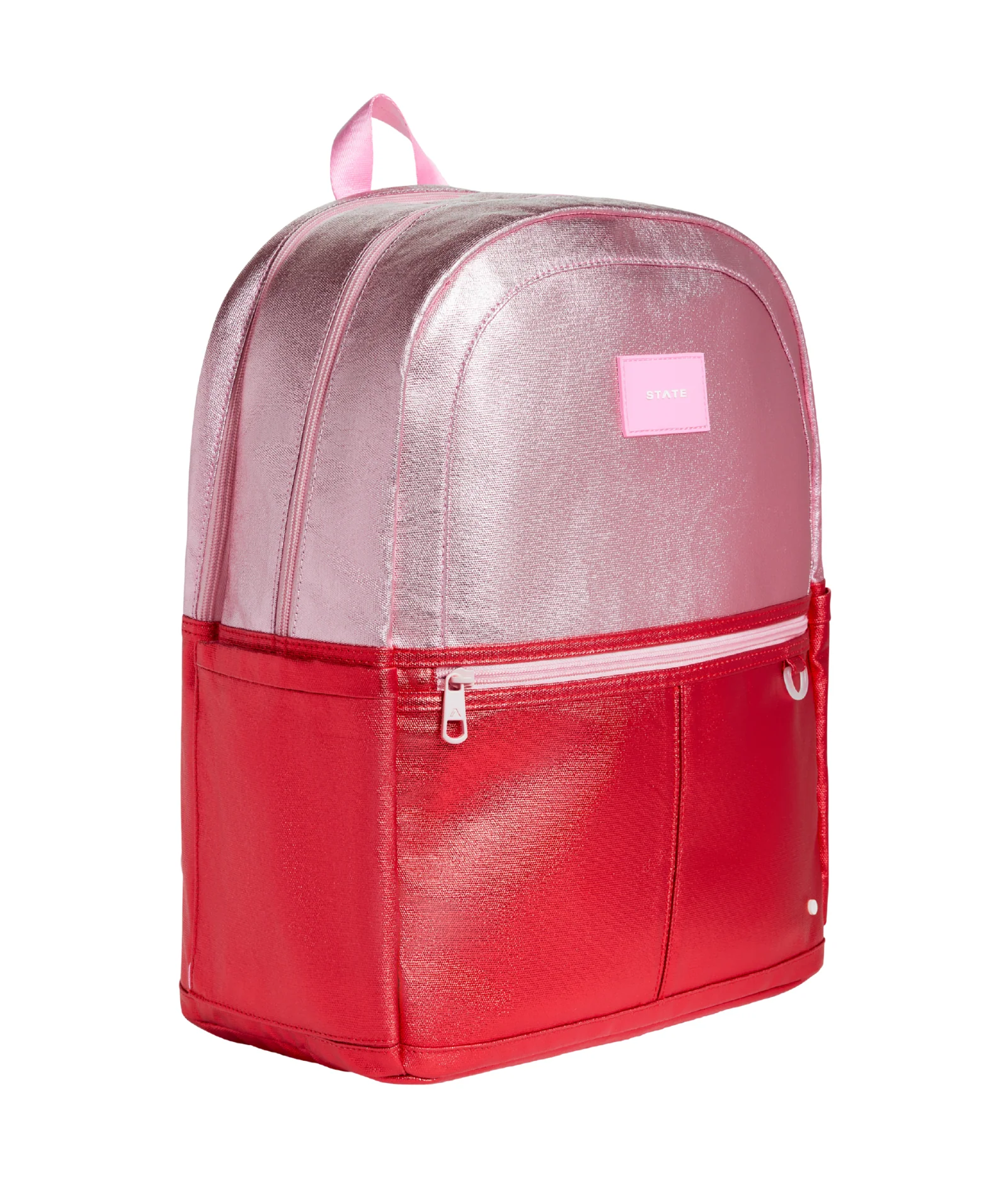 State Bags Kane Kids Double Pocket Large Backpack Pink/Red Colorblock Heart - Image 2