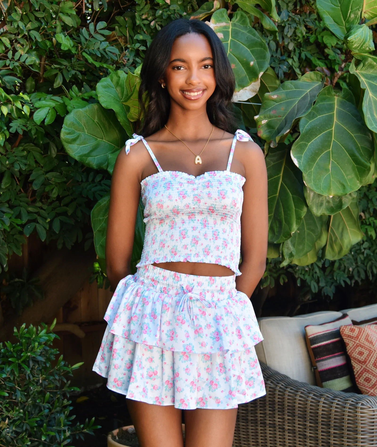 Theme Girls Georgia Romantic Rose Satin Smock Top
