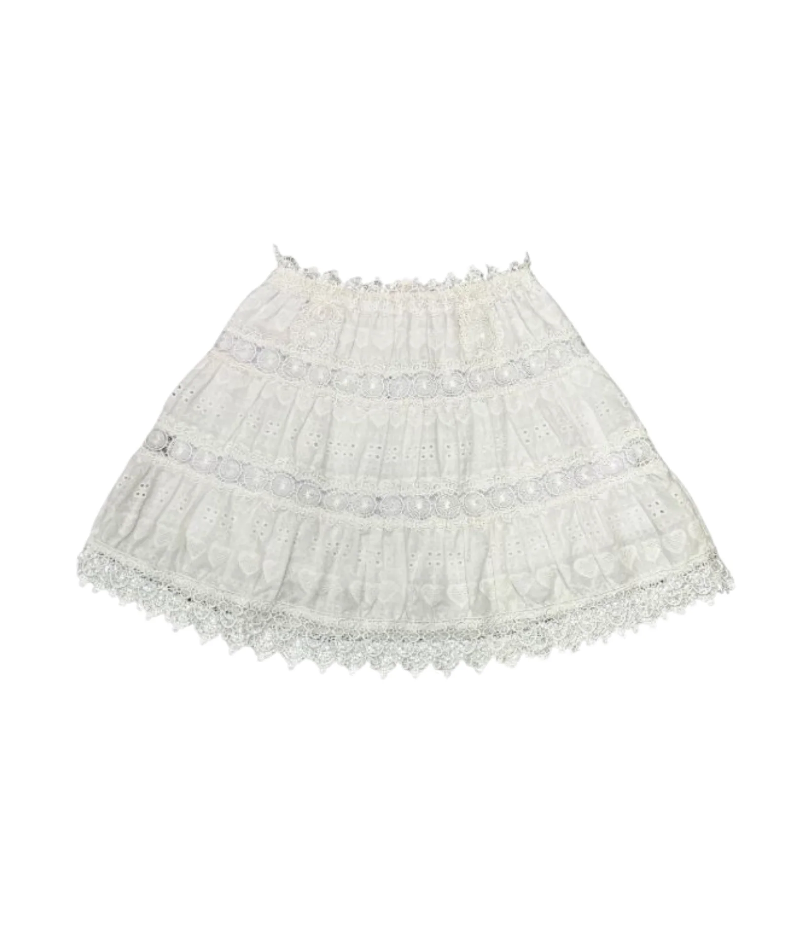 Theme Girls Luna White Heart Flower Eyelet Mini Skirt - Image 4